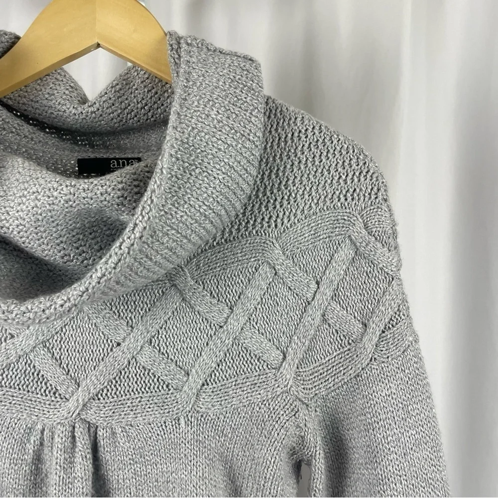 a.n.a Medium Cowl Neck Sweater with Diamond Pattern Bubble Sleeve Pullover